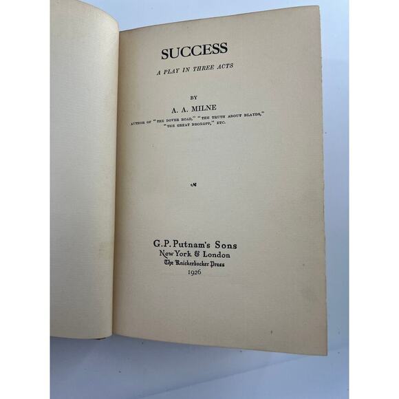 Success A Play in Three Acts by A. A. Milne 1926 Vintage Book - Picture 7 of 9